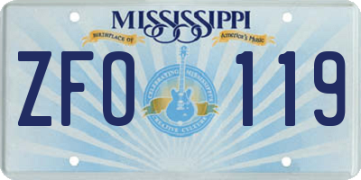 MS license plate ZFO119