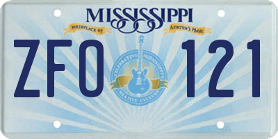 MS license plate ZFO121