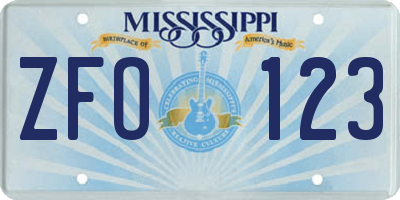 MS license plate ZFO123