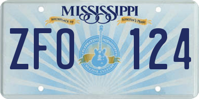 MS license plate ZFO124