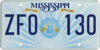 MS license plate ZFO130