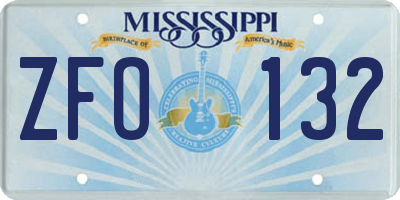 MS license plate ZFO132