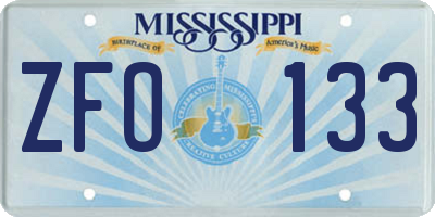 MS license plate ZFO133