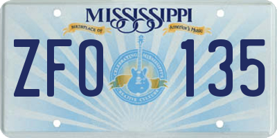 MS license plate ZFO135