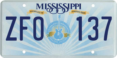 MS license plate ZFO137