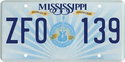 MS license plate ZFO139