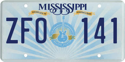 MS license plate ZFO141