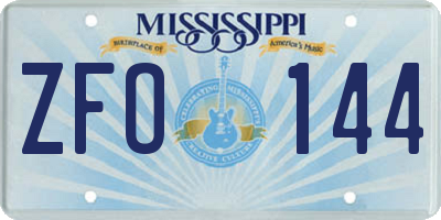 MS license plate ZFO144