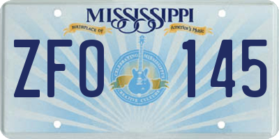 MS license plate ZFO145