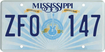 MS license plate ZFO147