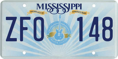 MS license plate ZFO148