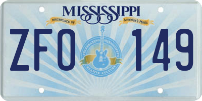 MS license plate ZFO149
