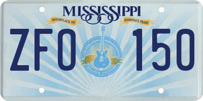 MS license plate ZFO150