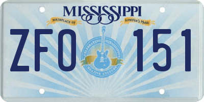 MS license plate ZFO151