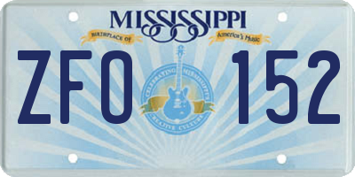 MS license plate ZFO152