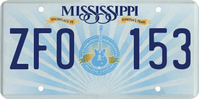 MS license plate ZFO153