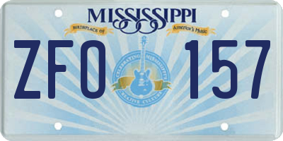 MS license plate ZFO157