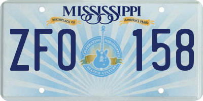 MS license plate ZFO158