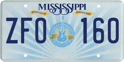 MS license plate ZFO160