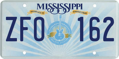 MS license plate ZFO162
