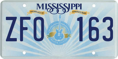 MS license plate ZFO163
