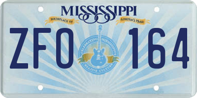MS license plate ZFO164