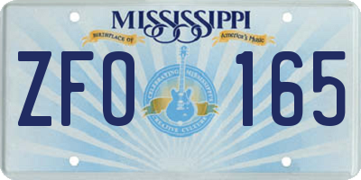 MS license plate ZFO165