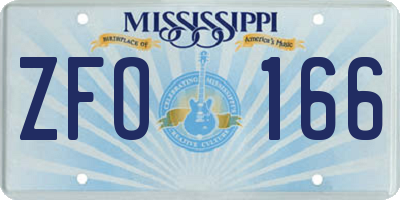 MS license plate ZFO166
