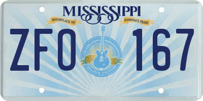 MS license plate ZFO167