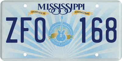 MS license plate ZFO168