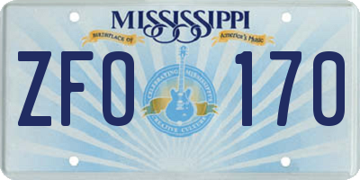 MS license plate ZFO170