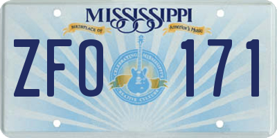 MS license plate ZFO171
