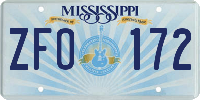 MS license plate ZFO172