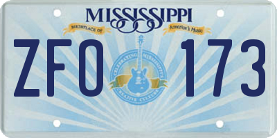 MS license plate ZFO173