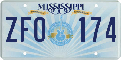 MS license plate ZFO174