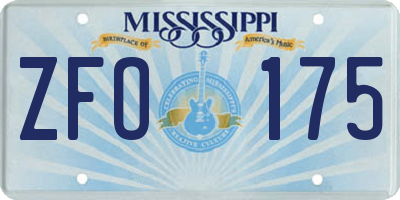 MS license plate ZFO175