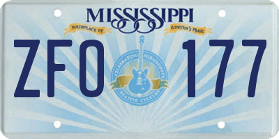 MS license plate ZFO177