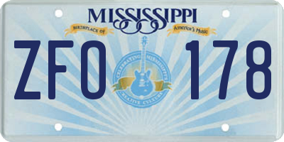 MS license plate ZFO178