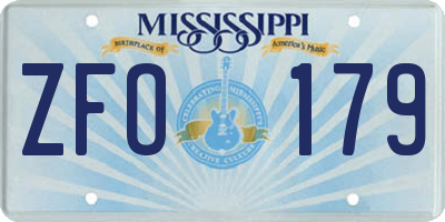 MS license plate ZFO179