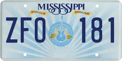 MS license plate ZFO181