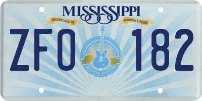 MS license plate ZFO182