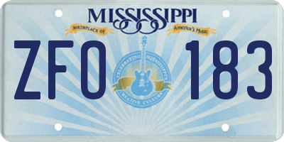 MS license plate ZFO183