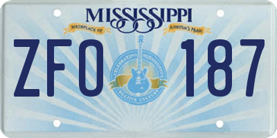 MS license plate ZFO187