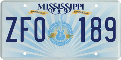 MS license plate ZFO189
