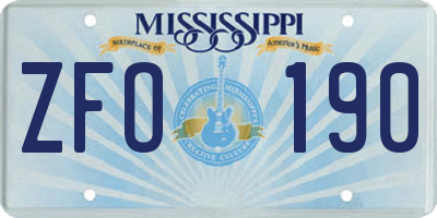 MS license plate ZFO190