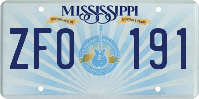 MS license plate ZFO191