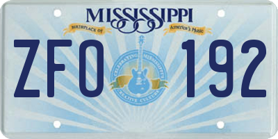 MS license plate ZFO192