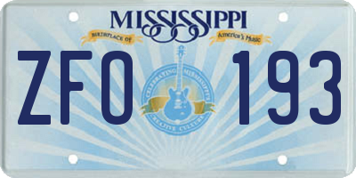 MS license plate ZFO193