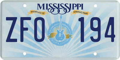 MS license plate ZFO194