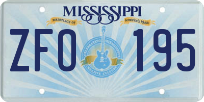 MS license plate ZFO195